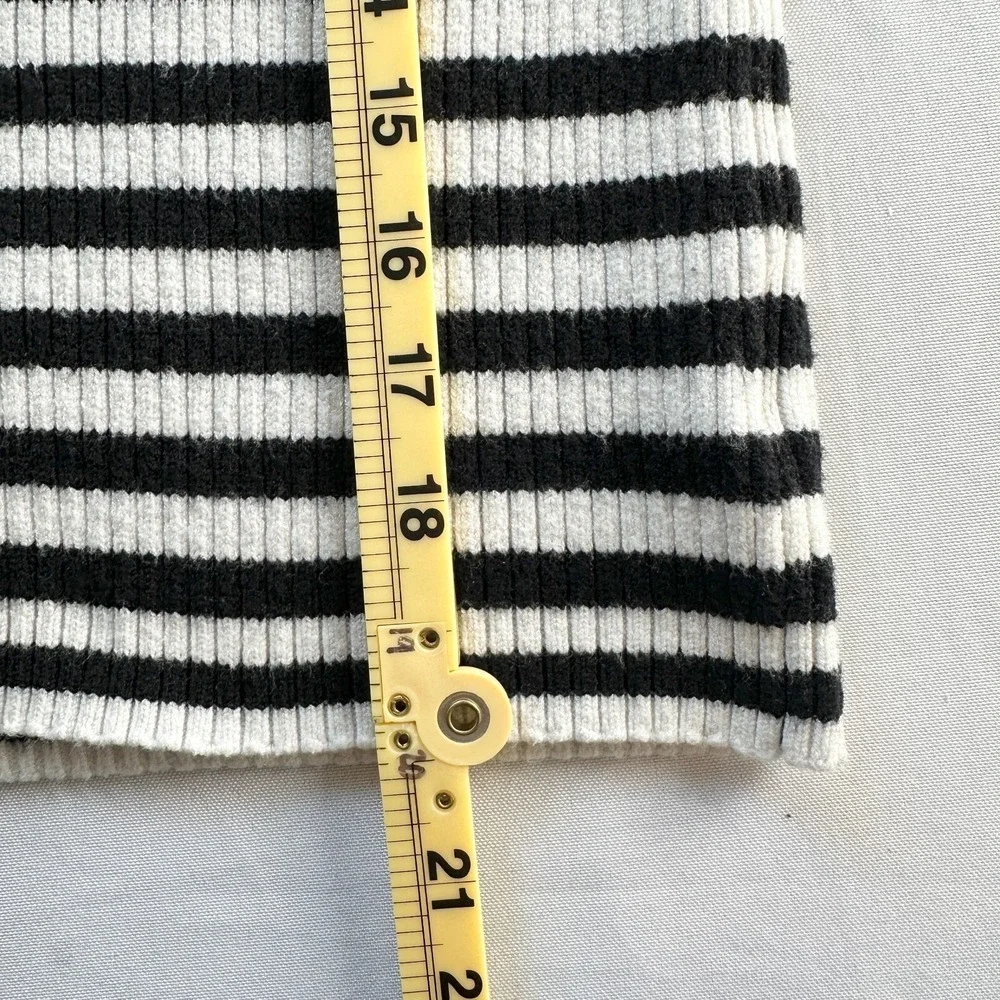 Anthropologie Sydney Sweater Womens XS Black White Striped Balloon Sleeve Preppy